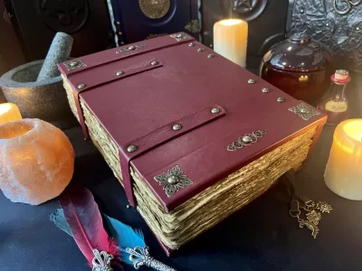Mayan Aztec Black Leather Notebook | Tome | Grimoire | Spell Book - A4 LARGE | Fantasy DnD | Witchcraft | blank Deckled Parchment