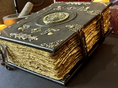 Mayan Aztec Navy Black | Leather Notebook | Tome | Grimoire | Spell Book - A4 LARGE | Fantasy DnD | Witchcraft | blank Deckled Parchment