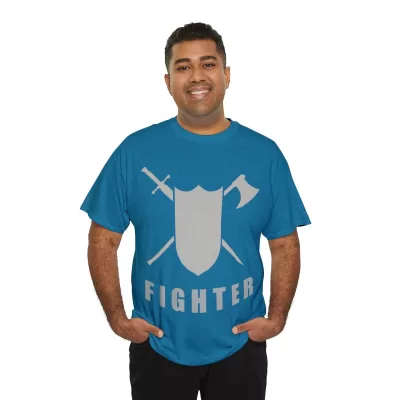 Fighter | Unisex T-shirt | Dungeons and Dragons Style | Pathfinder Style | Fantastic Gift | Metal D20 Shirt | Dragon Dice Shirt - Image 56