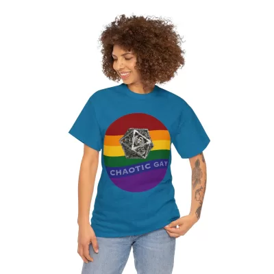 Chaotic Gay | Unisex T-shirt | Dungeons and Dragons Style | Pathfinder Style | Fantastic Gift | Metal D20 Shirt | Dragon Dice Shirt - Image 87