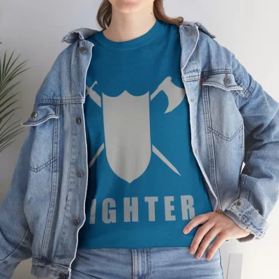 Fighter | Unisex T-shirt | Dungeons and Dragons Style | Pathfinder Style | Fantastic Gift | Metal D20 Shirt | Dragon Dice Shirt - Image 57