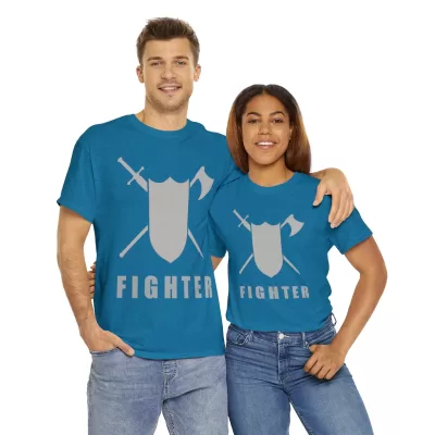 Fighter | Unisex T-shirt | Dungeons and Dragons Style | Pathfinder Style | Fantastic Gift | Metal D20 Shirt | Dragon Dice Shirt - Image 58