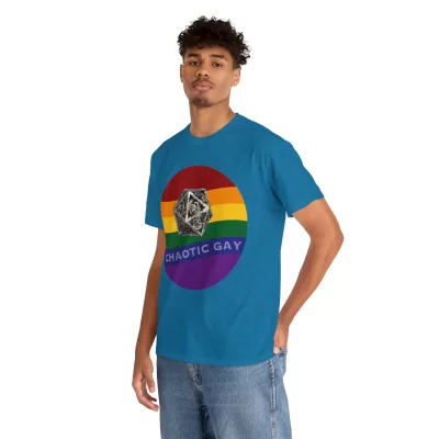 Chaotic Gay | Unisex T-shirt | Dungeons and Dragons Style | Pathfinder Style | Fantastic Gift | Metal D20 Shirt | Dragon Dice Shirt - Image 90