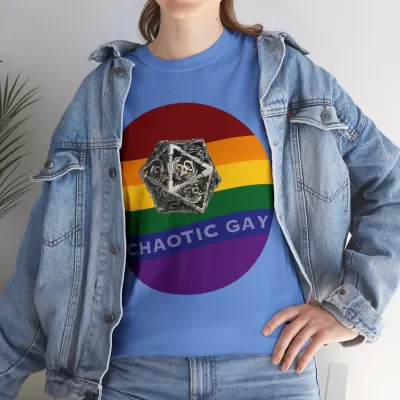 Chaotic Gay | Unisex T-shirt | Dungeons and Dragons Style | Pathfinder Style | Fantastic Gift | Metal D20 Shirt | Dragon Dice Shirt - Image 81