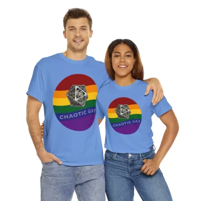 Chaotic Gay | Unisex T-shirt | Dungeons and Dragons Style | Pathfinder Style | Fantastic Gift | Metal D20 Shirt | Dragon Dice Shirt - Image 82
