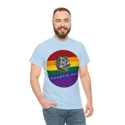 Chaotic Gay | Unisex T-shirt | Dungeons and Dragons Style | Pathfinder Style | Fantastic Gift | Metal D20 Shirt | Dragon Dice Shirt - Image 65
