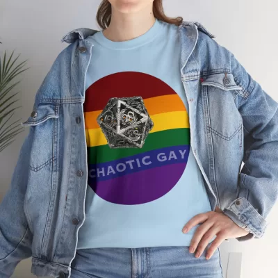 Chaotic Gay | Unisex T-shirt | Dungeons and Dragons Style | Pathfinder Style | Fantastic Gift | Metal D20 Shirt | Dragon Dice Shirt - Image 69