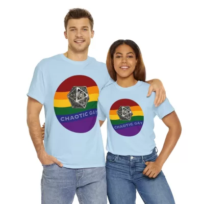 Chaotic Gay | Unisex T-shirt | Dungeons and Dragons Style | Pathfinder Style | Fantastic Gift | Metal D20 Shirt | Dragon Dice Shirt - Image 70