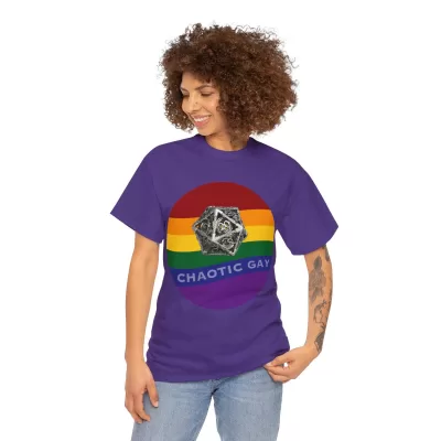 Chaotic Gay | Unisex T-shirt | Dungeons and Dragons Style | Pathfinder Style | Fantastic Gift | Metal D20 Shirt | Dragon Dice Shirt - Image 111