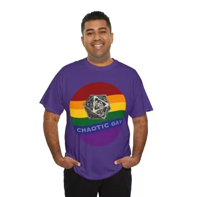 Chaotic Gay | Unisex T-shirt | Dungeons and Dragons Style | Pathfinder Style | Fantastic Gift | Metal D20 Shirt | Dragon Dice Shirt - Image 116