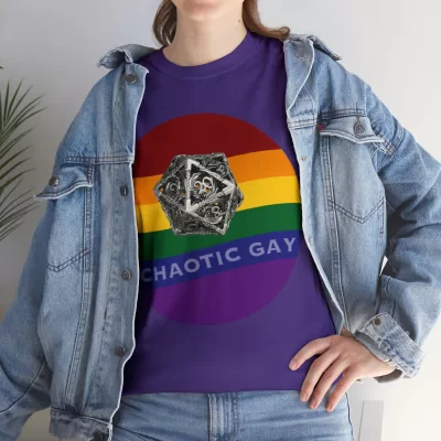 Chaotic Gay | Unisex T-shirt | Dungeons and Dragons Style | Pathfinder Style | Fantastic Gift | Metal D20 Shirt | Dragon Dice Shirt - Image 117