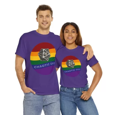 Chaotic Gay | Unisex T-shirt | Dungeons and Dragons Style | Pathfinder Style | Fantastic Gift | Metal D20 Shirt | Dragon Dice Shirt - Image 118