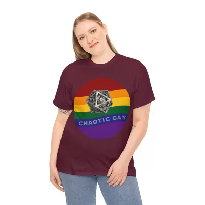 Chaotic Gay | Unisex T-shirt | Dungeons and Dragons Style | Pathfinder Style | Fantastic Gift | Metal D20 Shirt | Dragon Dice Shirt - Image 40