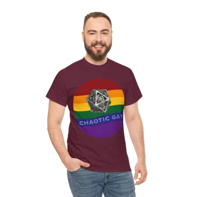 Chaotic Gay | Unisex T-shirt | Dungeons and Dragons Style | Pathfinder Style | Fantastic Gift | Metal D20 Shirt | Dragon Dice Shirt - Image 41