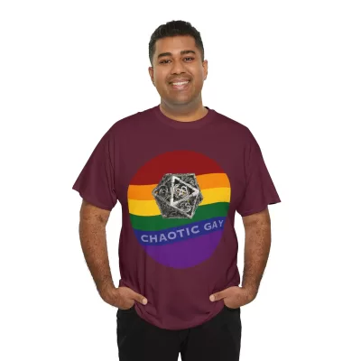 Chaotic Gay | Unisex T-shirt | Dungeons and Dragons Style | Pathfinder Style | Fantastic Gift | Metal D20 Shirt | Dragon Dice Shirt - Image 44