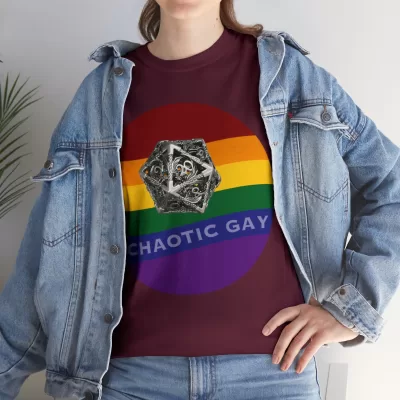 Chaotic Gay | Unisex T-shirt | Dungeons and Dragons Style | Pathfinder Style | Fantastic Gift | Metal D20 Shirt | Dragon Dice Shirt - Image 45