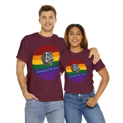 Chaotic Gay | Unisex T-shirt | Dungeons and Dragons Style | Pathfinder Style | Fantastic Gift | Metal D20 Shirt | Dragon Dice Shirt - Image 46