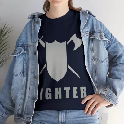 Fighter | Unisex T-shirt | Dungeons and Dragons Style | Pathfinder Style | Fantastic Gift | Metal D20 Shirt | Dragon Dice Shirt - Image 69