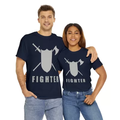 Fighter | Unisex T-shirt | Dungeons and Dragons Style | Pathfinder Style | Fantastic Gift | Metal D20 Shirt | Dragon Dice Shirt - Image 70