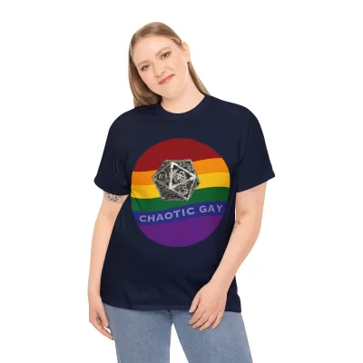 Chaotic Gay | Unisex T-shirt | Dungeons and Dragons Style | Pathfinder Style | Fantastic Gift | Metal D20 Shirt | Dragon Dice Shirt - Image 100