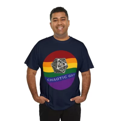 Chaotic Gay | Unisex T-shirt | Dungeons and Dragons Style | Pathfinder Style | Fantastic Gift | Metal D20 Shirt | Dragon Dice Shirt - Image 104