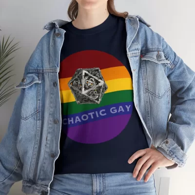 Chaotic Gay | Unisex T-shirt | Dungeons and Dragons Style | Pathfinder Style | Fantastic Gift | Metal D20 Shirt | Dragon Dice Shirt - Image 105