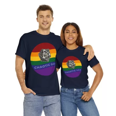 Chaotic Gay | Unisex T-shirt | Dungeons and Dragons Style | Pathfinder Style | Fantastic Gift | Metal D20 Shirt | Dragon Dice Shirt - Image 106