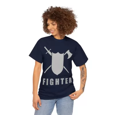 Fighter | Unisex T-shirt | Dungeons and Dragons Style | Pathfinder Style | Fantastic Gift | Metal D20 Shirt | Dragon Dice Shirt - Image 64