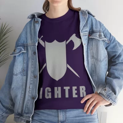 Fighter | Unisex T-shirt | Dungeons and Dragons Style | Pathfinder Style | Fantastic Gift | Metal D20 Shirt | Dragon Dice Shirt - Image 81