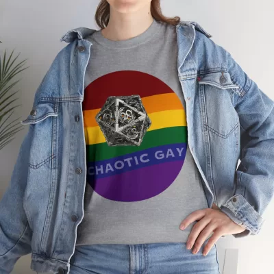 Chaotic Gay | Unisex T-shirt | Dungeons and Dragons Style | Pathfinder Style | Fantastic Gift | Metal D20 Shirt | Dragon Dice Shirt - Image 33