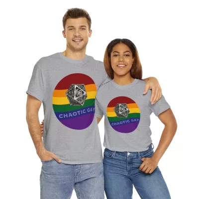 Chaotic Gay | Unisex T-shirt | Dungeons and Dragons Style | Pathfinder Style | Fantastic Gift | Metal D20 Shirt | Dragon Dice Shirt - Image 34
