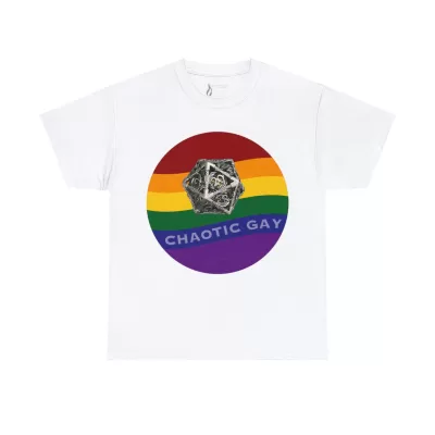Chaotic Gay | Unisex T-shirt | Dungeons and Dragons Style | Pathfinder Style | Fantastic Gift | Metal D20 Shirt | Dragon Dice Shirt - Image 13