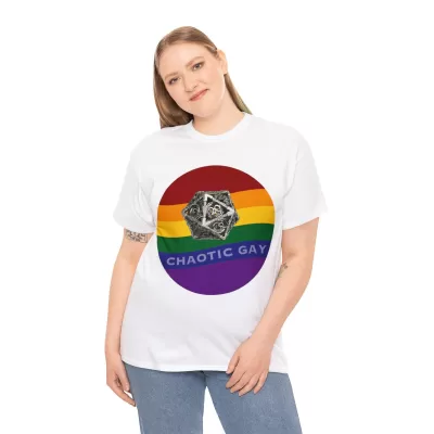 Chaotic Gay | Unisex T-shirt | Dungeons and Dragons Style | Pathfinder Style | Fantastic Gift | Metal D20 Shirt | Dragon Dice Shirt - Image 16