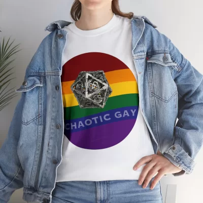 Chaotic Gay | Unisex T-shirt | Dungeons and Dragons Style | Pathfinder Style | Fantastic Gift | Metal D20 Shirt | Dragon Dice Shirt - Image 21