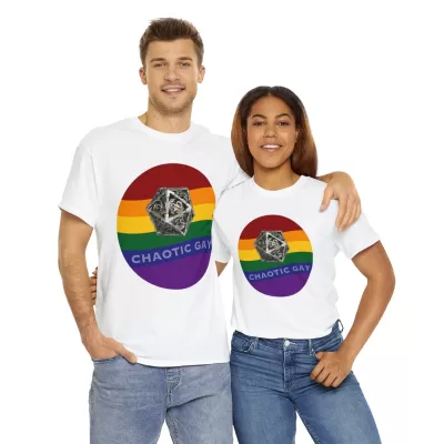 Chaotic Gay | Unisex T-shirt | Dungeons and Dragons Style | Pathfinder Style | Fantastic Gift | Metal D20 Shirt | Dragon Dice Shirt - Image 22