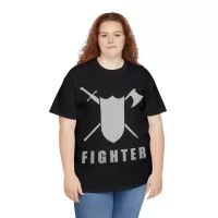 Fighter | Unisex T-shirt | Dungeons and Dragons Style | Pathfinder Style | Fantastic Gift | Metal D20 Shirt | Dragon Dice Shirt