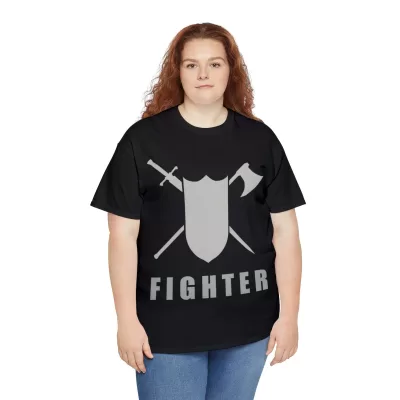 Fighter | Unisex T-shirt | Dungeons and Dragons Style | Pathfinder Style | Fantastic Gift | Metal D20 Shirt | Dragon Dice Shirt