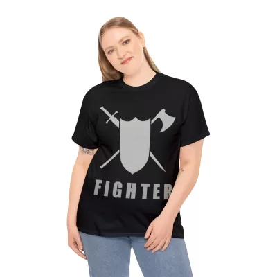 Fighter | Unisex T-shirt | Dungeons and Dragons Style | Pathfinder Style | Fantastic Gift | Metal D20 Shirt | Dragon Dice Shirt - Image 5