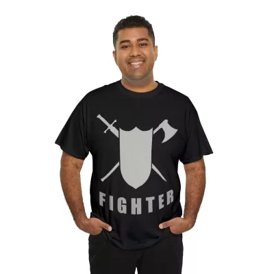 Fighter | Unisex T-shirt | Dungeons and Dragons Style | Pathfinder Style | Fantastic Gift | Metal D20 Shirt | Dragon Dice Shirt - Image 8