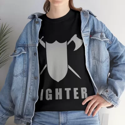 Fighter | Unisex T-shirt | Dungeons and Dragons Style | Pathfinder Style | Fantastic Gift | Metal D20 Shirt | Dragon Dice Shirt - Image 9