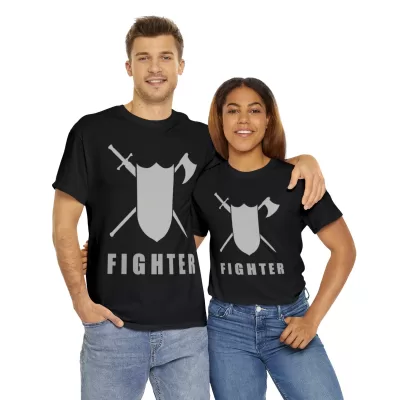 Fighter | Unisex T-shirt | Dungeons and Dragons Style | Pathfinder Style | Fantastic Gift | Metal D20 Shirt | Dragon Dice Shirt - Image 10