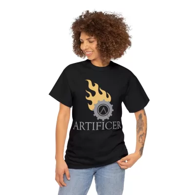 Artificer | Unisex T-shirt | Dungeons and Dragons Style | Pathfinder Style | Fantastic Gift | Metal D20 Shirt | Dragon Dice Shirt - Image 4