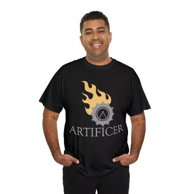 Artificer | Unisex T-shirt | Dungeons and Dragons Style | Pathfinder Style | Fantastic Gift | Metal D20 Shirt | Dragon Dice Shirt - Image 8