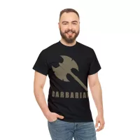 Barbarian | Unisex T-shirt | Dungeons and Dragons Style | Pathfinder Style | Fantastic Gift | Metal D20 Shirt | Dragon Dice Shirt