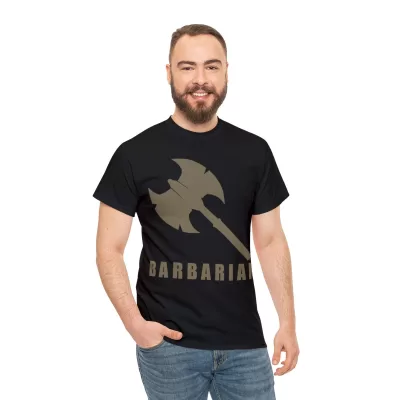 Barbarian | Unisex T-shirt | Dungeons and Dragons Style | Pathfinder Style | Fantastic Gift | Metal D20 Shirt | Dragon Dice Shirt