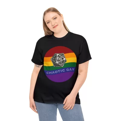 Chaotic Gay | Unisex T-shirt | Dungeons and Dragons Style | Pathfinder Style | Fantastic Gift | Metal D20 Shirt | Dragon Dice Shirt - Image 5