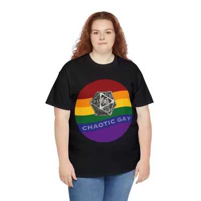 Chaotic Gay | Unisex T-shirt | Dungeons and Dragons Style | Pathfinder Style | Fantastic Gift | Metal D20 Shirt | Dragon Dice Shirt - Image 7