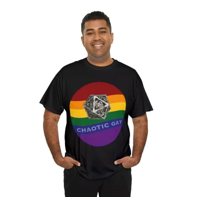 Chaotic Gay | Unisex T-shirt | Dungeons and Dragons Style | Pathfinder Style | Fantastic Gift | Metal D20 Shirt | Dragon Dice Shirt - Image 8