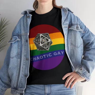 Chaotic Gay | Unisex T-shirt | Dungeons and Dragons Style | Pathfinder Style | Fantastic Gift | Metal D20 Shirt | Dragon Dice Shirt - Image 9