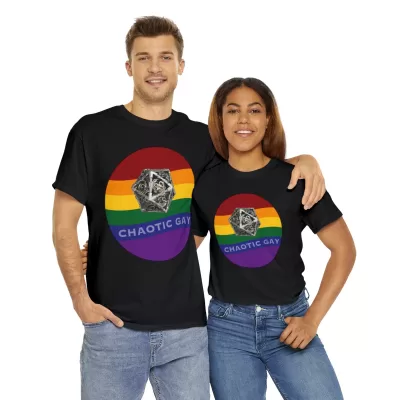 Chaotic Gay | Unisex T-shirt | Dungeons and Dragons Style | Pathfinder Style | Fantastic Gift | Metal D20 Shirt | Dragon Dice Shirt - Image 10